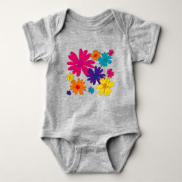Body Para Bebê Um leito floral de flores margaridas