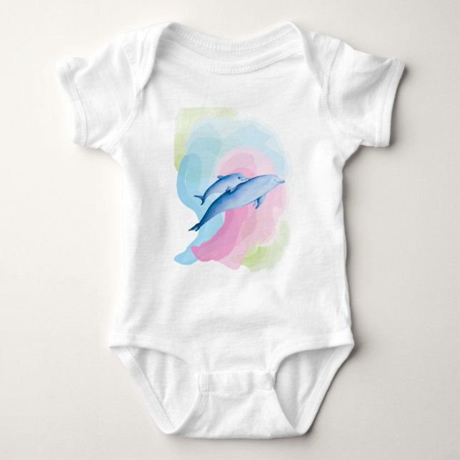 Body Para Bebê Um mar incrível com golfinhos (Frente)