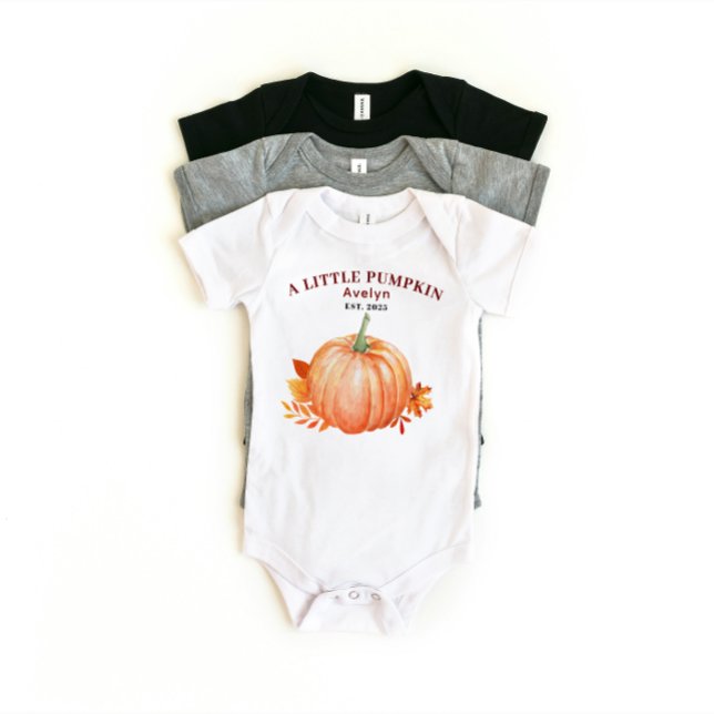 Body Para Bebê Um Pequeno Abóbora Nome Personalizado e Ano Outono (a little pumpkin custom name baby gifts ideas baby shower mother to be fall theme newborn)