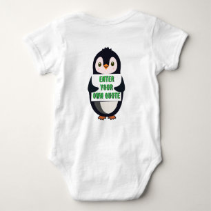 Body Para Bebê Um pinguim segurando uma placa com texto personali