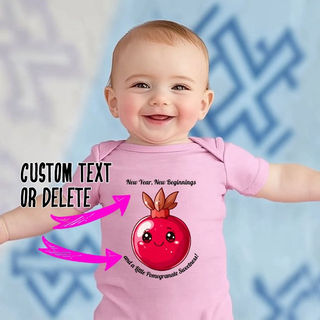 Body Para Bebê Um pouco de romã doce com texto personalizado (A Little Pomegranate Sweetness with custom text Baby Bodysuit)
