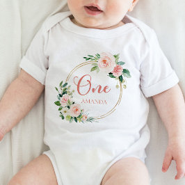 Body Para Bebê Um, primeiro aniversario Baby GIrl Blush Pink Flor