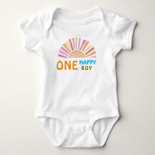 Body Para Bebê Um primeiro aniversario de sol feliz ou um dia