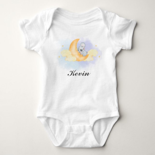 Body Para Bebê Um Primeiro Aniversário Nome Coala e Lua  (Frente)