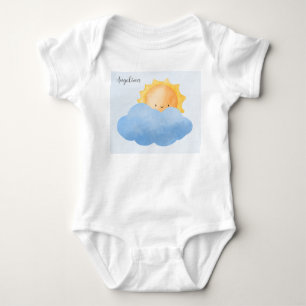 Body Para Bebê Um Primeiro Aniversário Nome Sol e Nuvem 