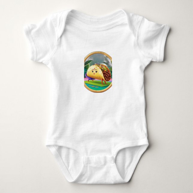 Body Para Bebê Um taco fazendo yoga. (Frente)