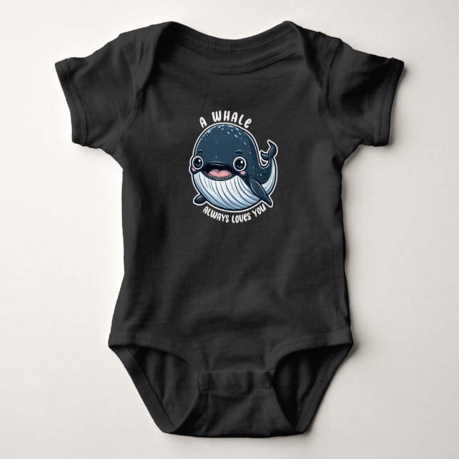 Body Para Bebê Uma Baleia Sempre Te Ama Presente Para Amante de B (Frente)