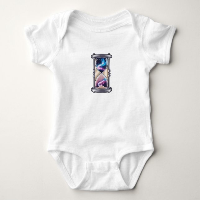Body Para Bebê Uma face de relógio feita de planetas. (Frente)