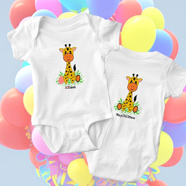 Body Para Bebê Uma girafa engraçada e bonita, personalizável (Criador carregado)