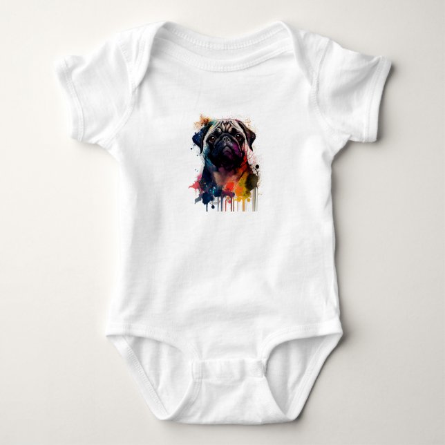 Body Para Bebê Un pug con estilo (Frente)