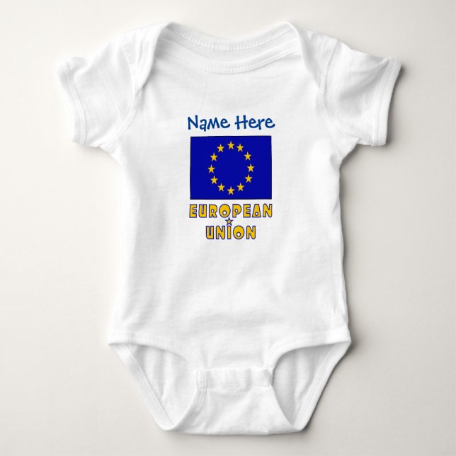 Body Para Bebê União Europeia Bandeira Azul Personalizada (Frente)
