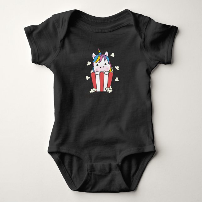 Body Para Bebê Unicorn Popcorn Whats Poppin Funny (Frente)