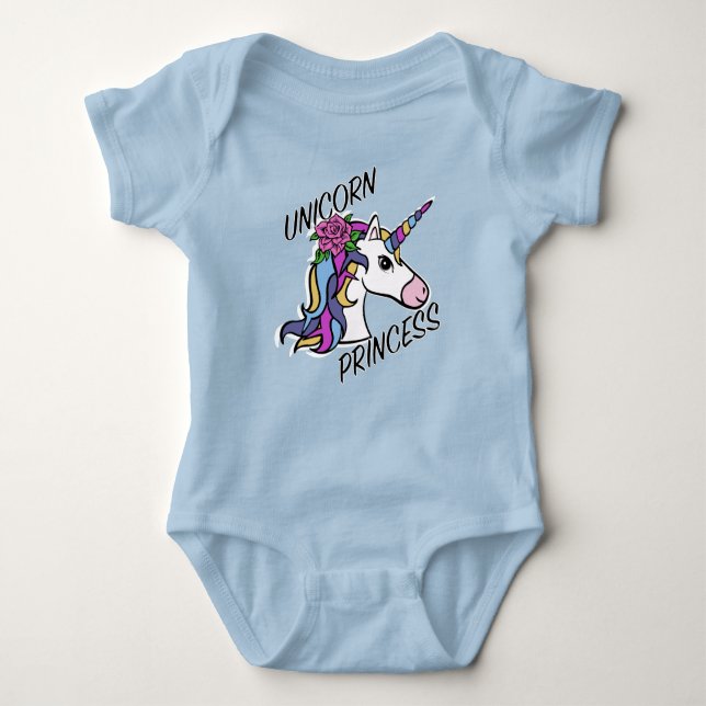 Body Para Bebê Unicorn Princess Design - Bebê Jersey Bodycase (Frente)