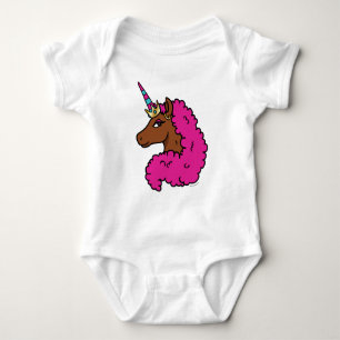 Body Para Bebê Unicórnio Afro Rosa Quente