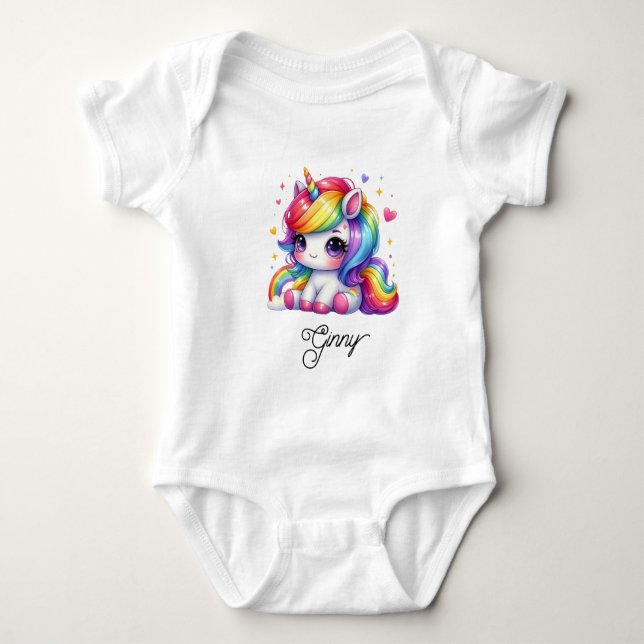 Body Para Bebê Unicórnio Arco-Íris Mágico (Frente)