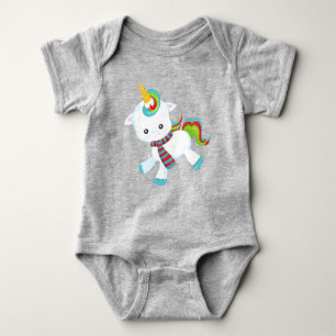Body Para Bebê Unicórnio Com Scarf, Unicórnio Bonito, Pequeno Uni