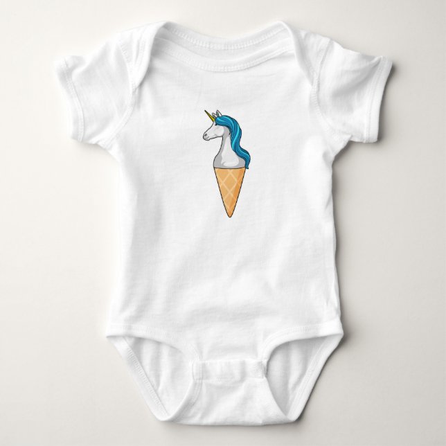 Body Para Bebê Unicórnio com sorvete Waffle (Frente)