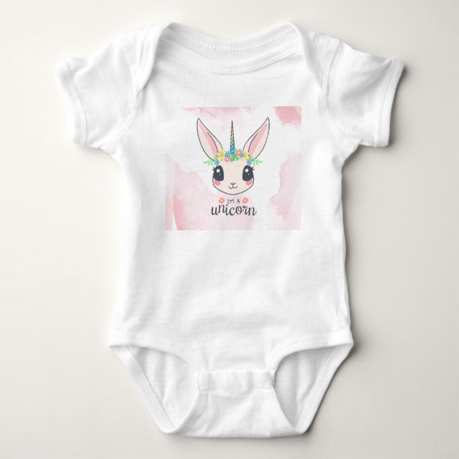 Body Para Bebê Unicórnio Cor-de-Rosa (Frente)