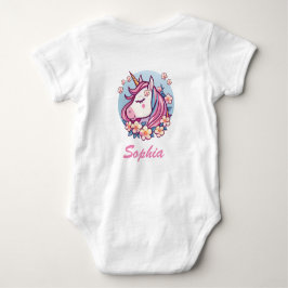 Body Para Bebê Unicórnio e Flores Bonitos, Personalizar Nome