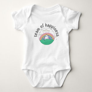 Body Para Bebê Unicórnio Feliz com um Arco-íris
