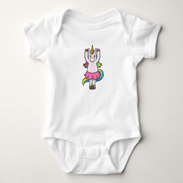 Body Para Bebê Unicórnio na dança do Balé com saia (Frente)
