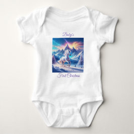 Body Para Bebê Unicórnio nas majestosas montanhas nevadas