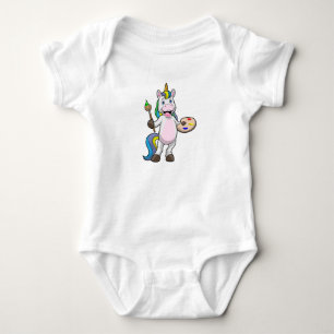 Body Para Bebê Unicórnio Pintando com Pincel & Cor