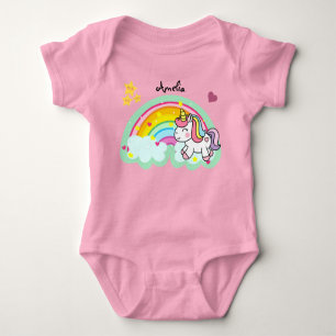 Body Para Bebê Unicórnio Super Bonito e Rainbow Personalizado