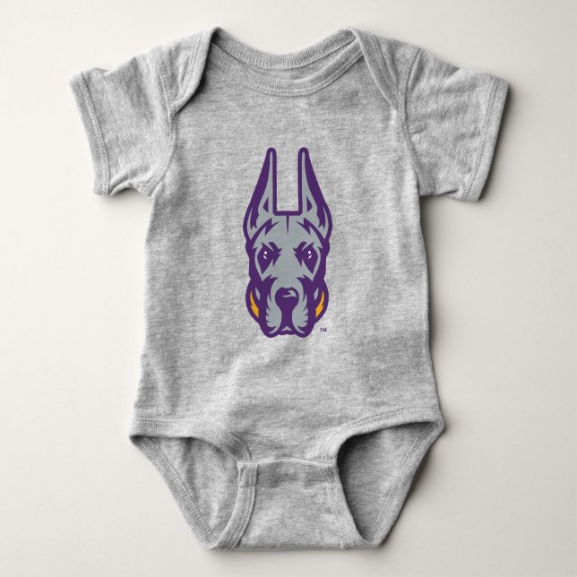 Body Para Bebê Universidade de Albany Great Dane Mascot Head (Frente)