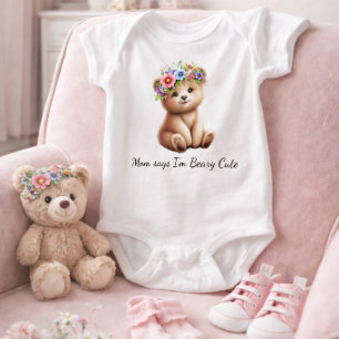 Body Para Bebê Ursinho com Coroa de Flores Beary Fofo