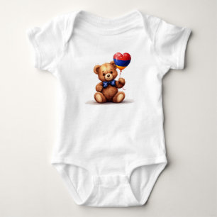 Body Para Bebê ursinho de peluche e balão com a bandeira armênia.