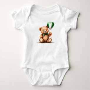 Body Para Bebê ursinho de peluche e balão com a bandeira nigerian