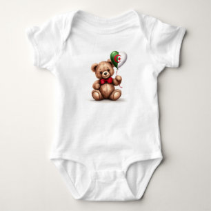 Body Para Bebê ursinho de pelúcia e balão com a bandeira argelina