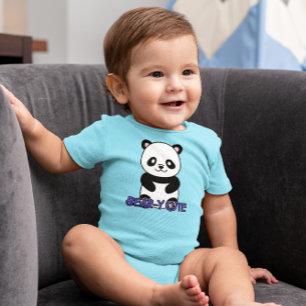 BODY PARA BEBÊ URSINHO FOFO PANDA AZUL (FRENTE E COSTAS)
