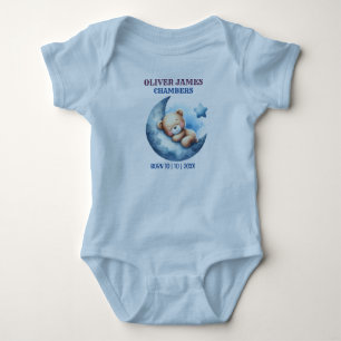 Body Para Bebê Urso Azul Bebê Fofo Lua Crescente