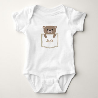 Body Para Bebê urso bonito no bolso personalizado
