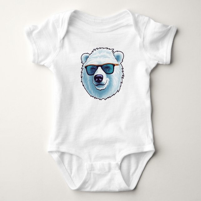 Body Para Bebê Urso Branco Bonito (Frente)