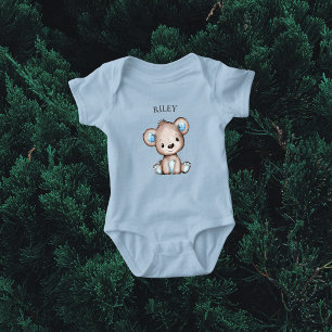 Body Para Bebê Urso Castanho Cute Monograma