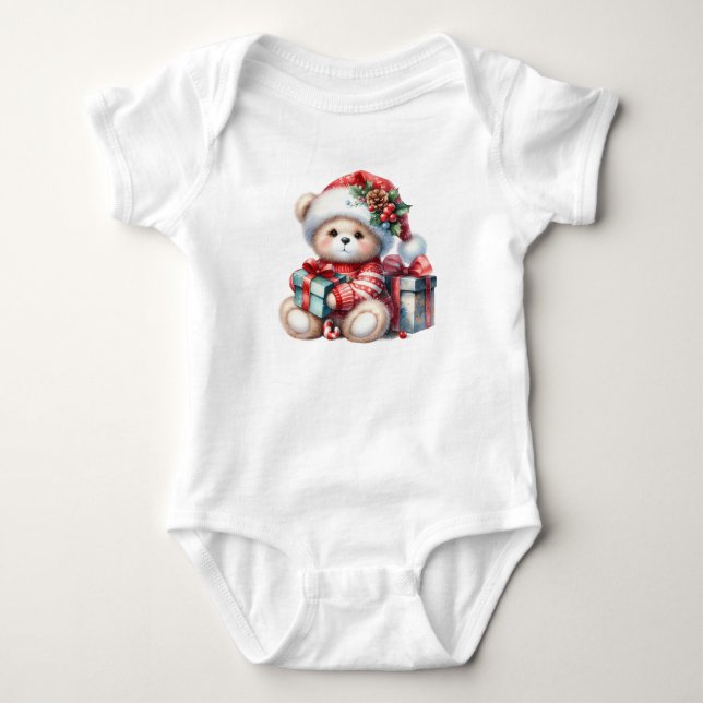 Body Para Bebê Urso Clássico de Papais noeis (Frente)