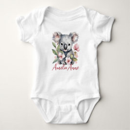 Body Para Bebê Urso Coala Aquarela com Nome Personalizado