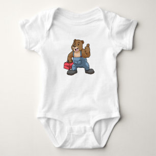 Body Para Bebê Urso como artesão com caixa de ferramentas