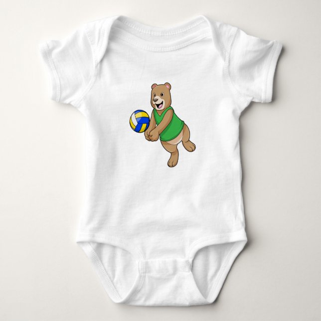 Body Para Bebê Urso como jogador de voleibol (Frente)
