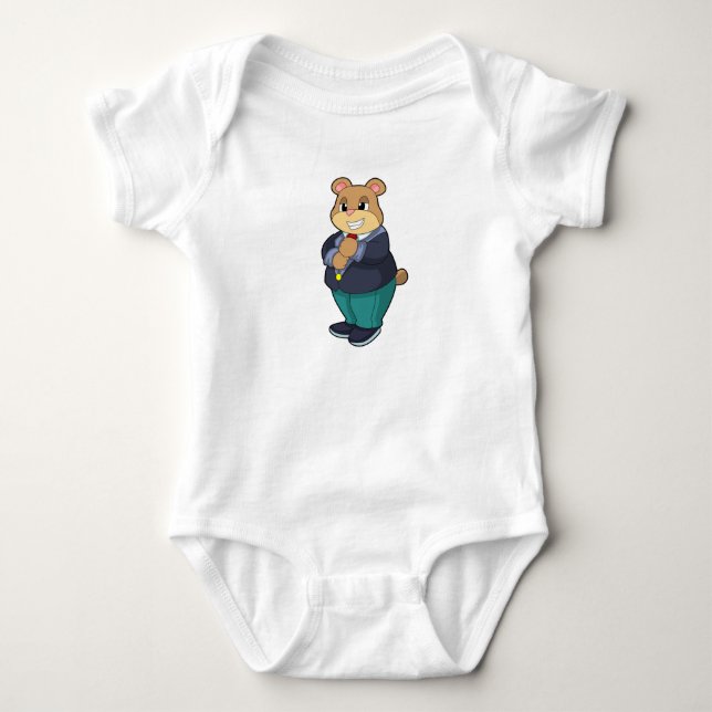 Body Para Bebê Urso como Noivo com Terno (Frente)