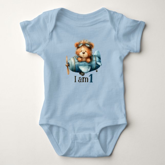 Body Para Bebê Urso de aniversário no avião (Frente)