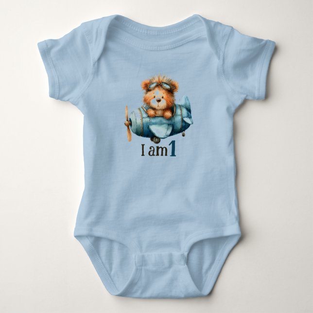 Body Para Bebê Urso de aniversário no avião (Frente)