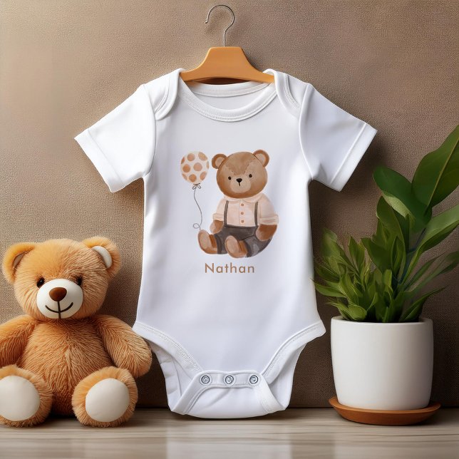 Body Para Bebê Urso de Cintura de Aquarelas Personalizado (Criador carregado)