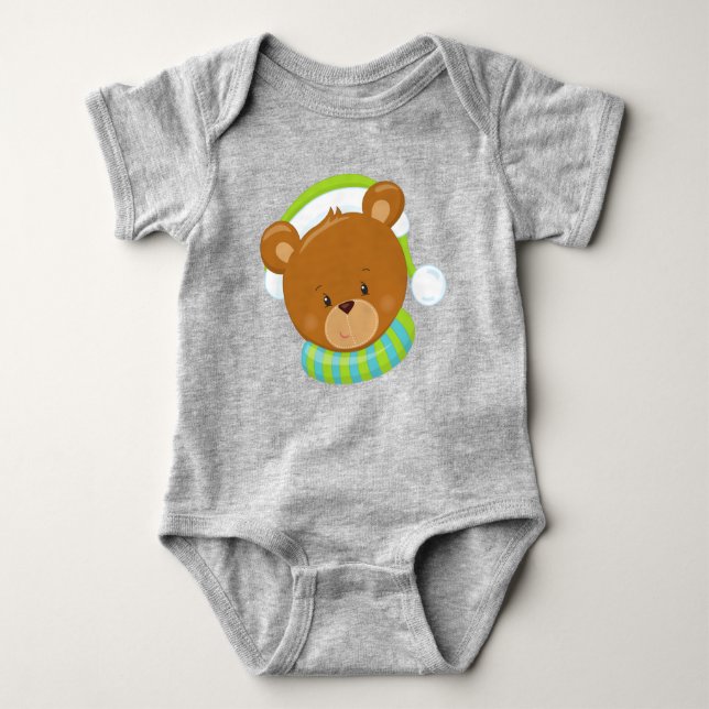 Body Para Bebê Urso De Inverno, Urso Bonito, Urso Castanho, Urso  (Frente)