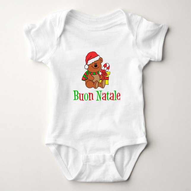 Body Para Bebê Urso De Natal Italiano Para Crianças (Frente)