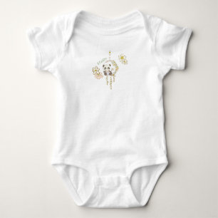 Body Para Bebê Urso de Panda Bonito no Nome Floral Swing