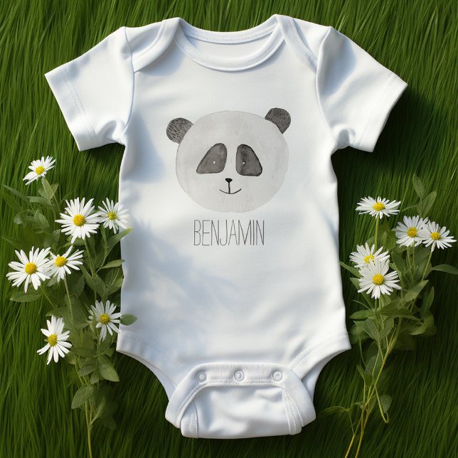 Body Para Bebê Urso de Panda de Aquarela Adorável (Criador carregado)